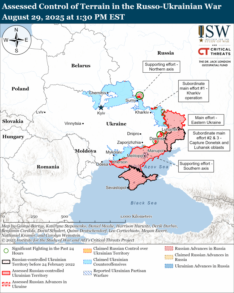 Assessment of the Russian Offensive Campaign: August 29, 2025