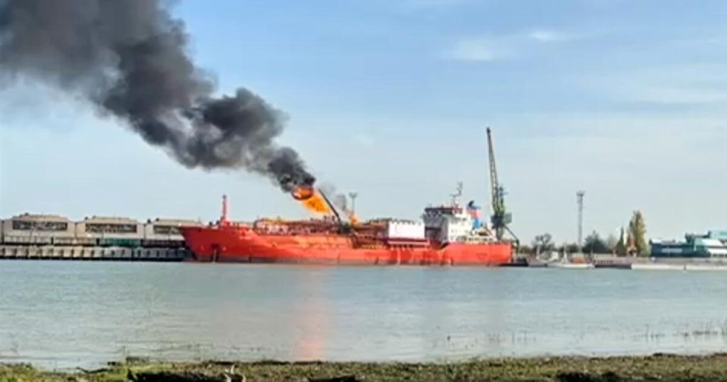 Drone Strikes Turkish Tanker in Odesa, Ukraine Drone Strikes Turkish Tanker in Odesa, Ukraine
